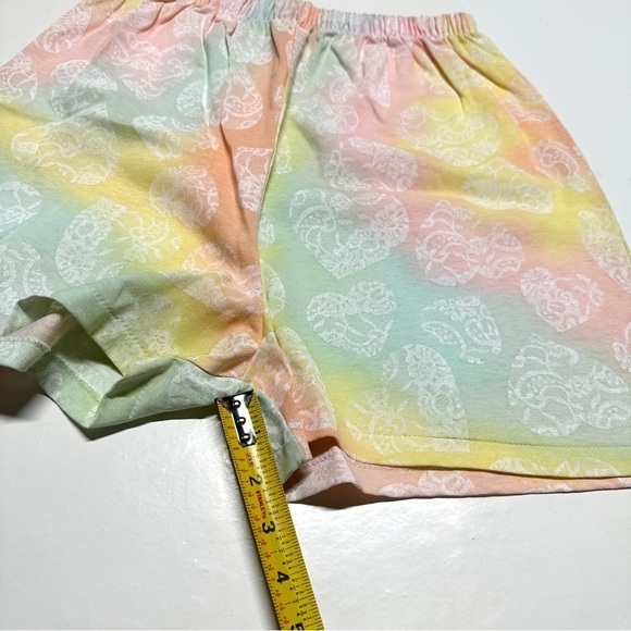 Vintage NWT Tee Shorts Set Pastel Watercolor Lace Hearts Cotton Blend USA Medium - Picture 12 of 15